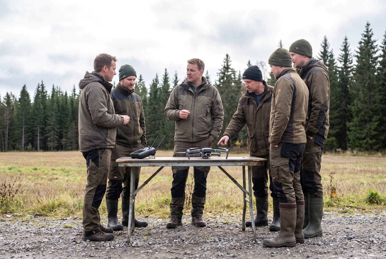 Utbildning i drönarflygning vid fältkant
